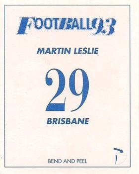 1993 Select AFL Stickers #29 Martin Leslie Back